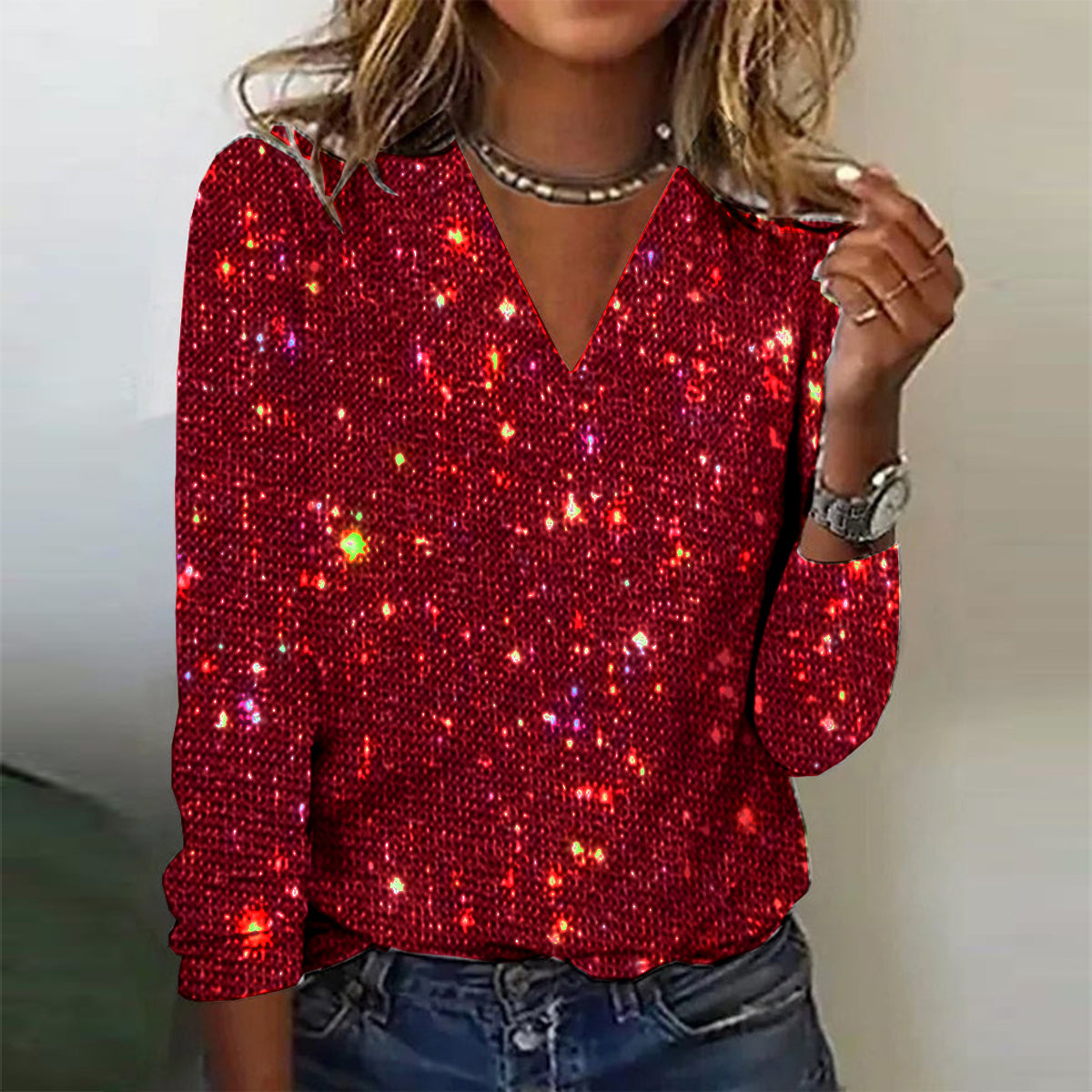 VeroChic | V-hals bluse med sofistikeret design!