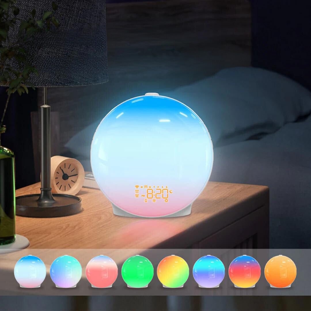 LumiRise | Multifunktionel Vækkeur & Stemningslys Bordlampe!
