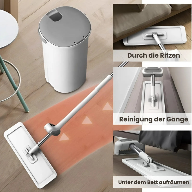 GlideMop – Magisk fladmoppe med 5 genanvendelige mikrofiberpuder!