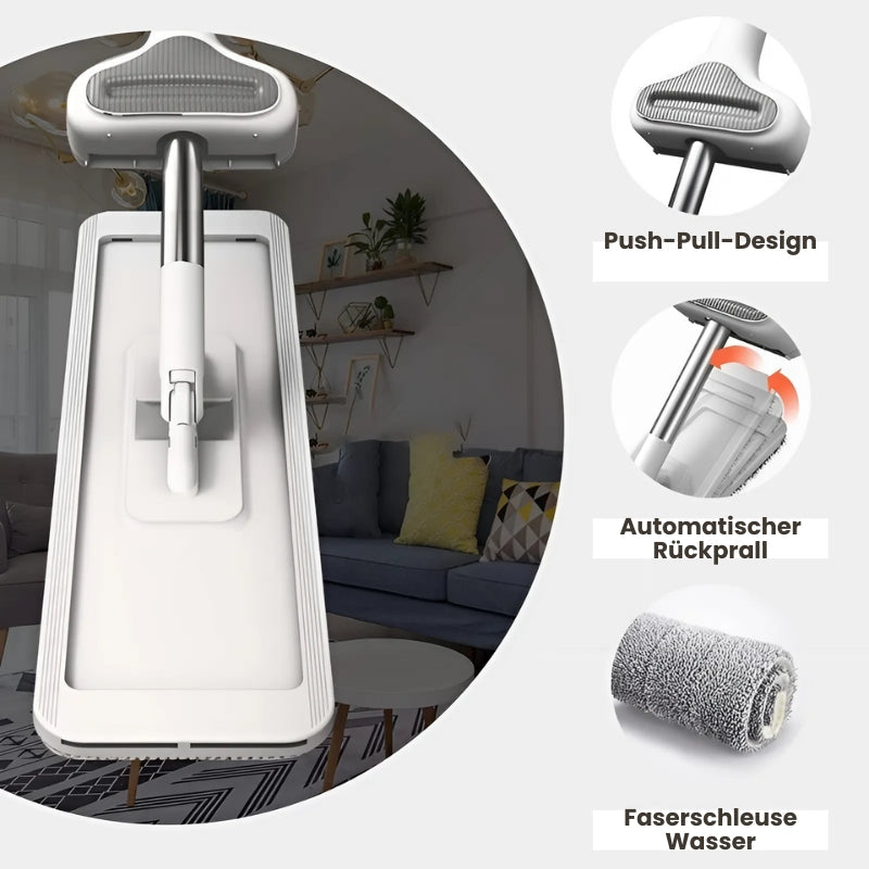 GlideMop – Magisk fladmoppe med 5 genanvendelige mikrofiberpuder!