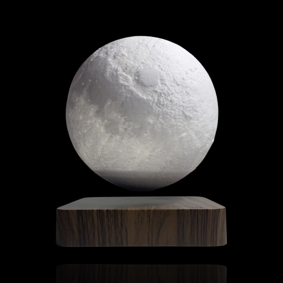 LunarLift | Elegant Træbase Svævende Måne Lampe!