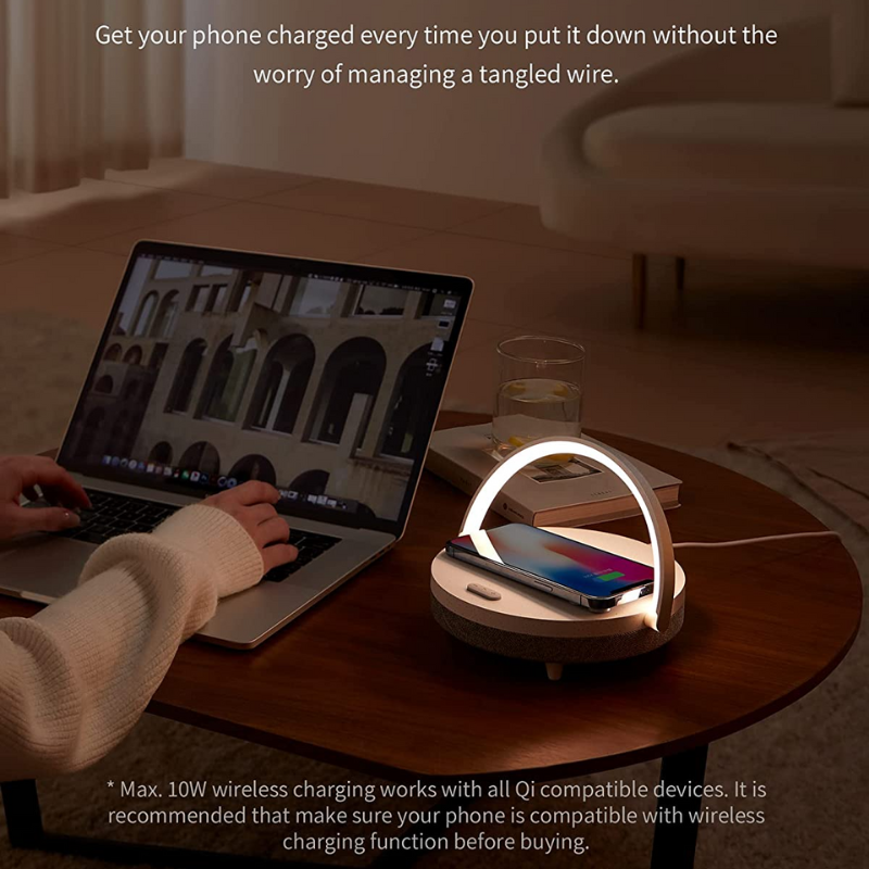 HaloCharge | Trådløs Opladningslampe med LED Halo!