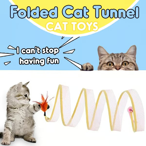 PawPlay - Foldbar Kattens Tunnel med Inbyggede Legesager!