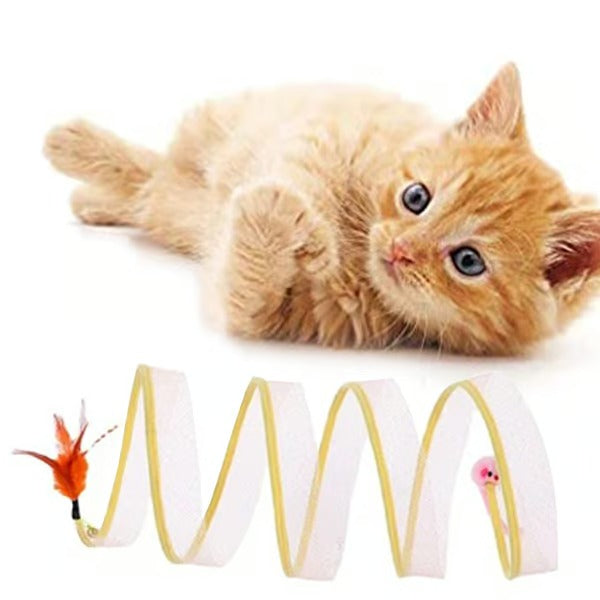 PawPlay - Foldbar Kattens Tunnel med Inbyggede Legesager!