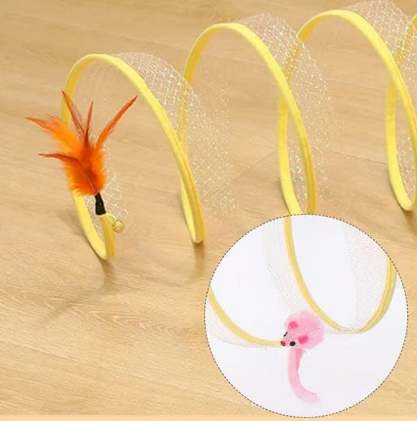 PawPlay - Foldbar Kattens Tunnel med Inbyggede Legesager!